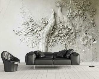 Beibehang Custom Wallpaper 3d Three Dimensional Embossed Peacock