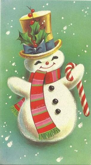 Snowman Vintage Christmas Card Graphics