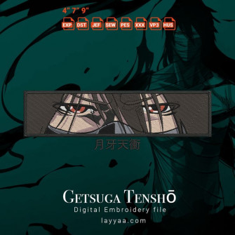 Digital Embroidery Getsuga Tensho Japan Name Bleach Character In
