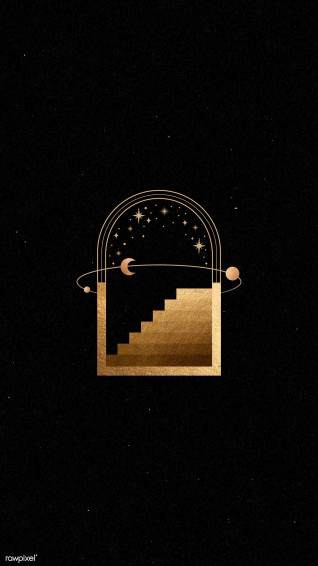 Mystical Gold Frame On Black Mobile Phone Wallpaper
