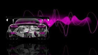 Back Anime Girl Aerography Car Pink Neon Effects 4k Wallpaper
