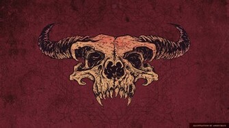 Wallpaper Skulls Horns Artwork Danzig Simple Background
