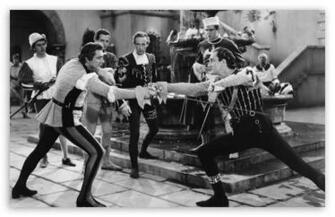 Fencing Duel Old Movie Digital Wallpaper Black