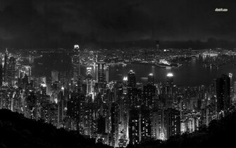 Black And White Hong Kong Cityscape Wallpaper World