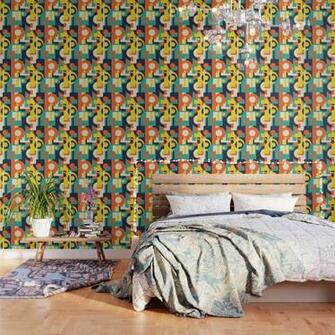 Funky Geometry Modern Vibrant Color Palette Wallpaper By