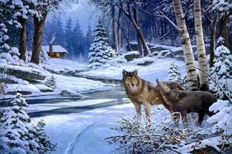 George Kovach Return To Cabin Creek Painting Animals Wolf Wolves