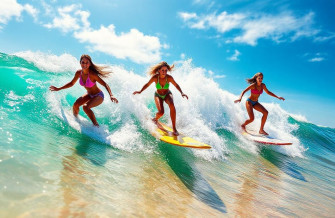 Girls Surfing Wallpaper