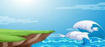 A Ocean Cliff Background Vectors Clipart Graphics
