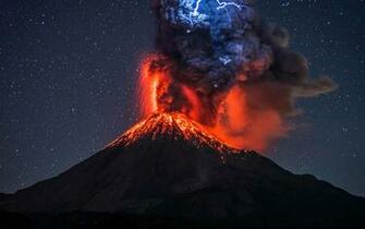 Volcanic Lightning Full HD Wallpaper All White Background