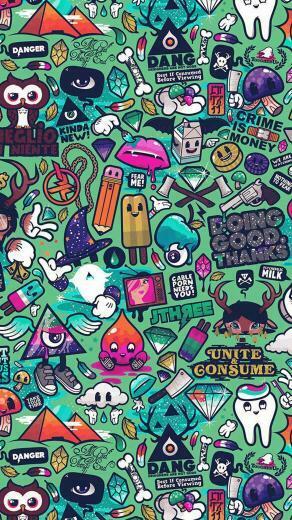 Art Work Pattern Illustration Graffiti Green iPhone Wallpaper