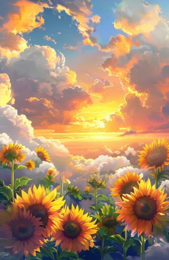 Clouds Sunflower Aesthetic Wallpaper