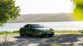 Porsche Taycan Turbo S Color Mamba Green Metallic Front