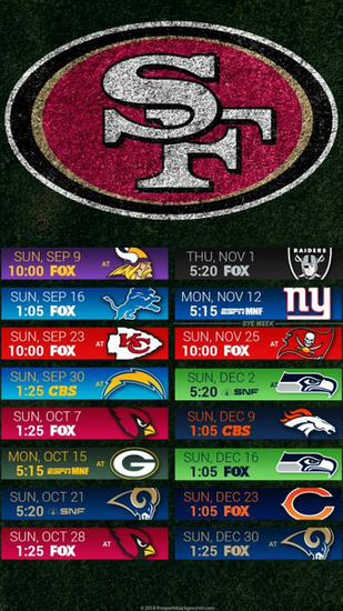San Francisco 49ers Mobile Turf Schedule Wallpaper