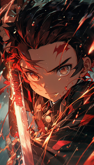 Tanjiro Kamado Battle Scene Demon Slayer Art In Anime