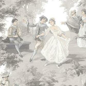 Gray Beige White Toile Wallpaper Warehouse