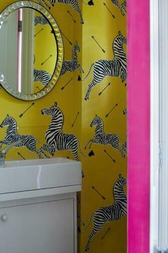 Scalamandr Zebra Wallpaper In Bathroom Where To Hang