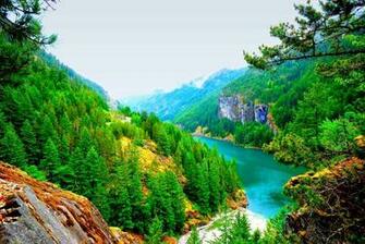 HD Wallpaper Mountain Hill Down River Wide