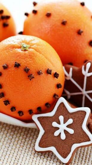 Oranges Gingerbread Christmas Food Android Wallpaper