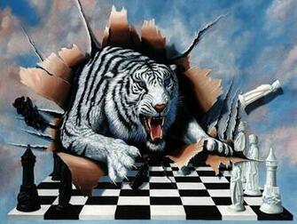 Chess Tiger Abstract Fantasy HD Desktop Wallpaper