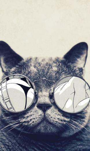 Round Glasses Cute Cat Galaxy S2 Wallpaper