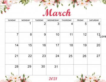 Cute March Calendar Desktop Wallpaper Printable