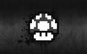 Wallpaper Super Mario Monochrome Mushroom Video Games