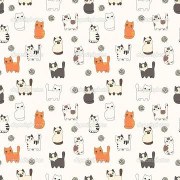 Funny Cartoon Cats Seamless Pattern