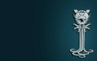 Techno Squid Green Blue Gray Tentacles Desktop Wallpaper