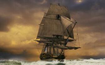 Sunset Ocean Ships Sail Ship Sailing Sails Wallpaper Background