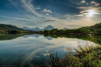 Wallpaper Yellowstone Lake Mountains Trees Desktop