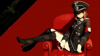 Nazi Iron Cross Meganekko Cigarettes Anime Girls Wallpaper