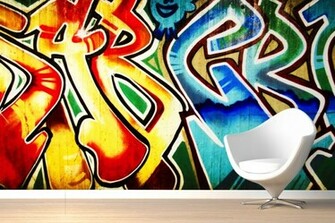 Simple Colourful Abstract Graffiti Wallpaper Room