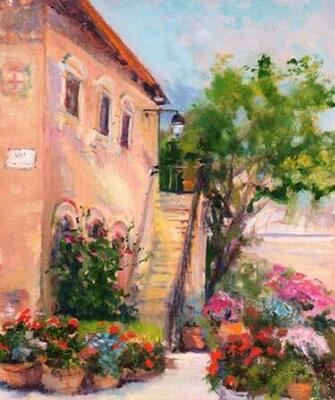 Italian Street With Scenic Wall Mural Scene Wallpaper Ideas