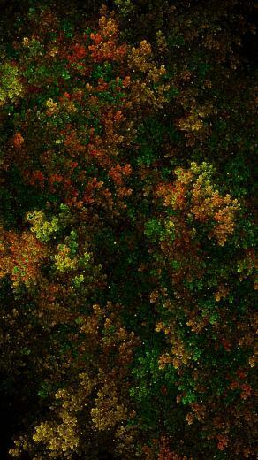 Wallpaper Fractal Bushy Thick Green Yellow