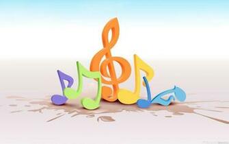 HD 3d Colorful Treble Clef Music Notes Desktop Wallpaper