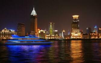 Beautiful Night In Shanghai From Suzhou River
