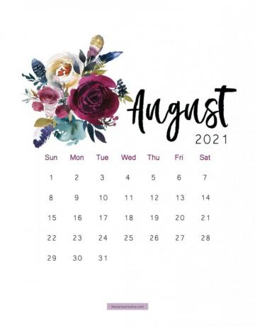 Printable Calendar Floral Watercolor Letter Size