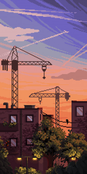 Heavy Construction Equipment Aesthetic Pixel Art HD