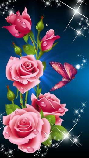 Romancing The Rose Pink Roses Butterfly iPhone Wallpaper