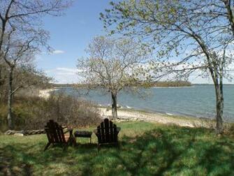 Adirondack Chairs On Beach Wallpaper Facing West