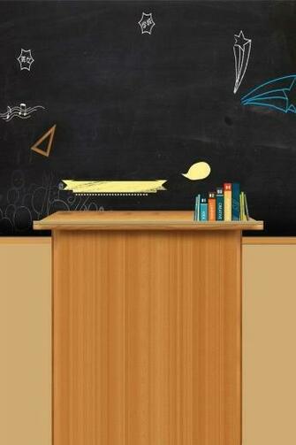 Cartoon Campus Blackboard Podium Psd Layered Background
