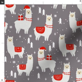 Llama Christmas Holidays Fabric Winter