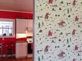 And White Kitchen Cath Kidston Cowboy Wallpaper Retro Renovation