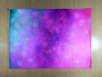 Turquoise And Purple Flower Background I Sponged The Background