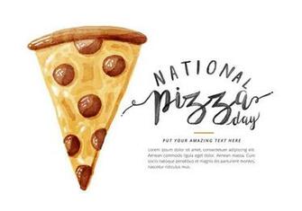 National Pizza Day Watercolor Vector