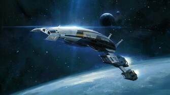 Space Concept Art Normandy Ship HD Desktop Wallpaper Wallpapercow