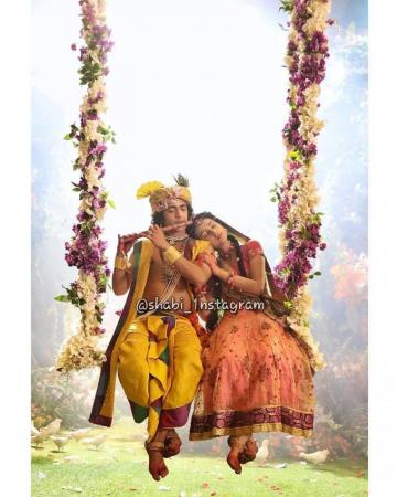 Radha Krishna On A Swing Photo Kishan