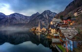 Wallpaper Hallstatt Austria Lake Alps