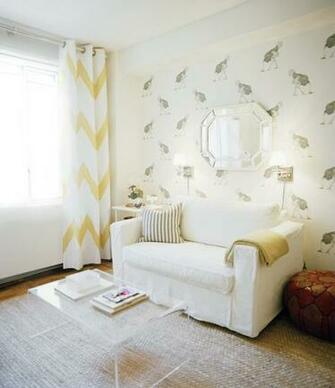 Chevron Curtains Printed Wallpaper And In A Living