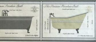 French Bath Wallpaper Border 9c6 Vc052171b Warner